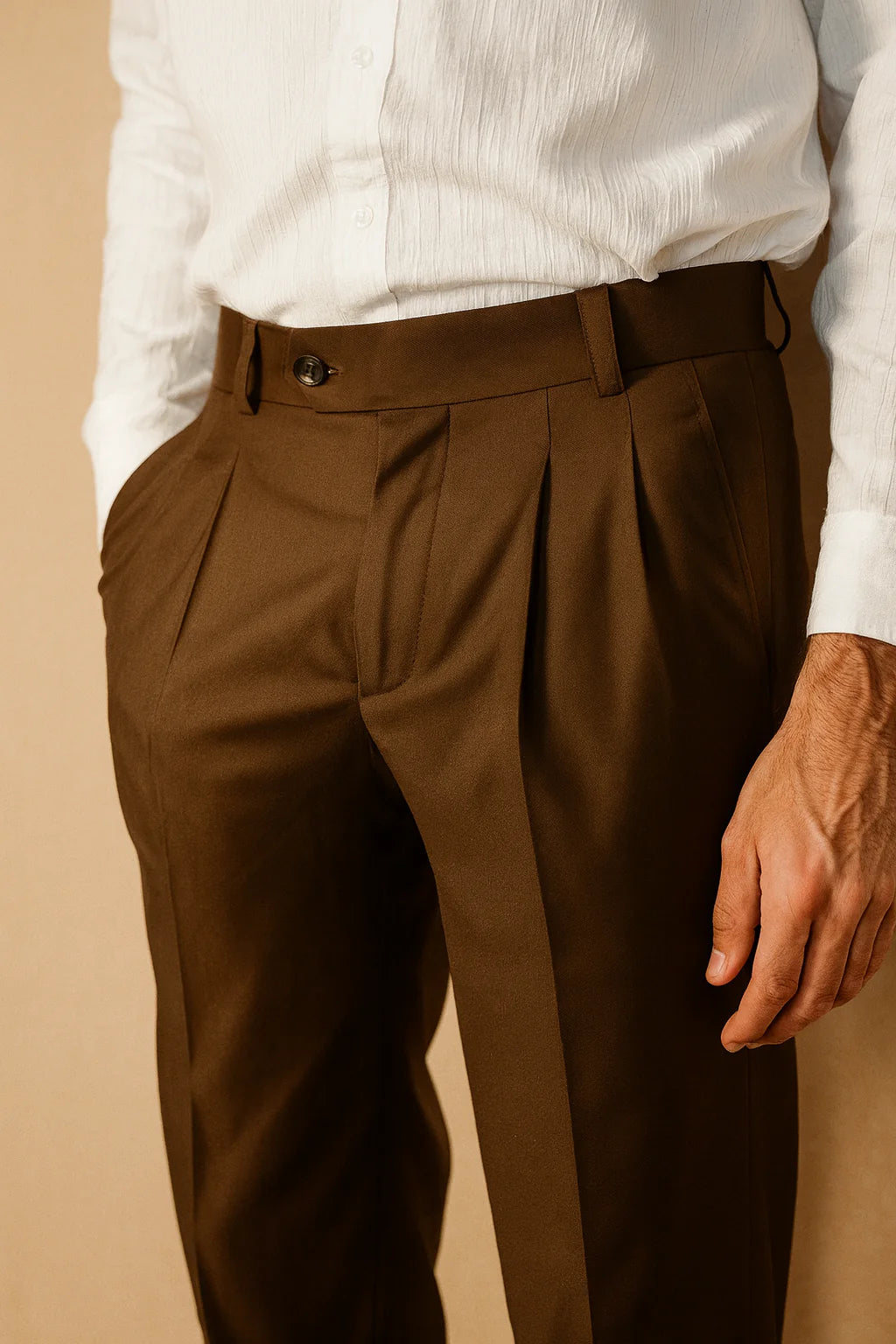 BROWN PLEATED PANT